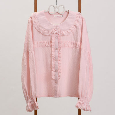 MIST~Tianmi~Sweet Lolita Blouse Long Sleeve Doll Collar Thin Shirt S Light Pink 