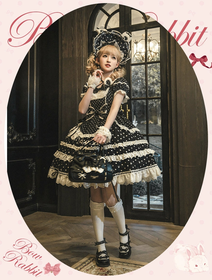 Mademoiselle Pearl~Bow Rabbit~Sweet Lolita Handbag With Bows & Pearls