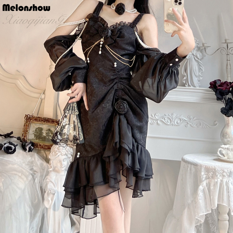 Melonshow - Chinese Style Lolita Dress - Camellia 2.0 Cheongsam Mermaid JSK