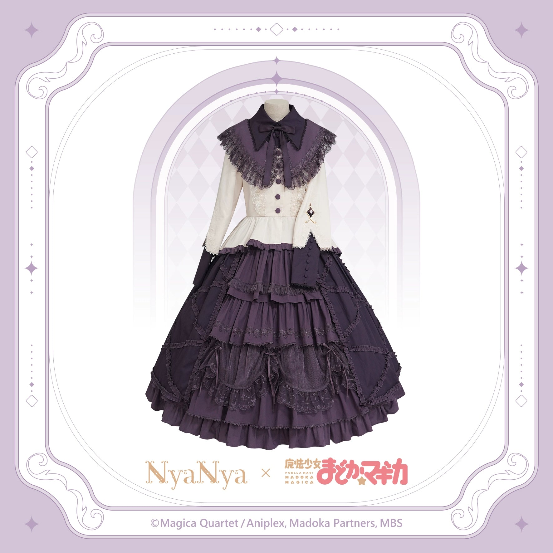 NyaNya - IP Collab Lolita Dress Madoka Kaname Homura Akemi Lolita OP dress (2XL L M S XL) 34054:780016