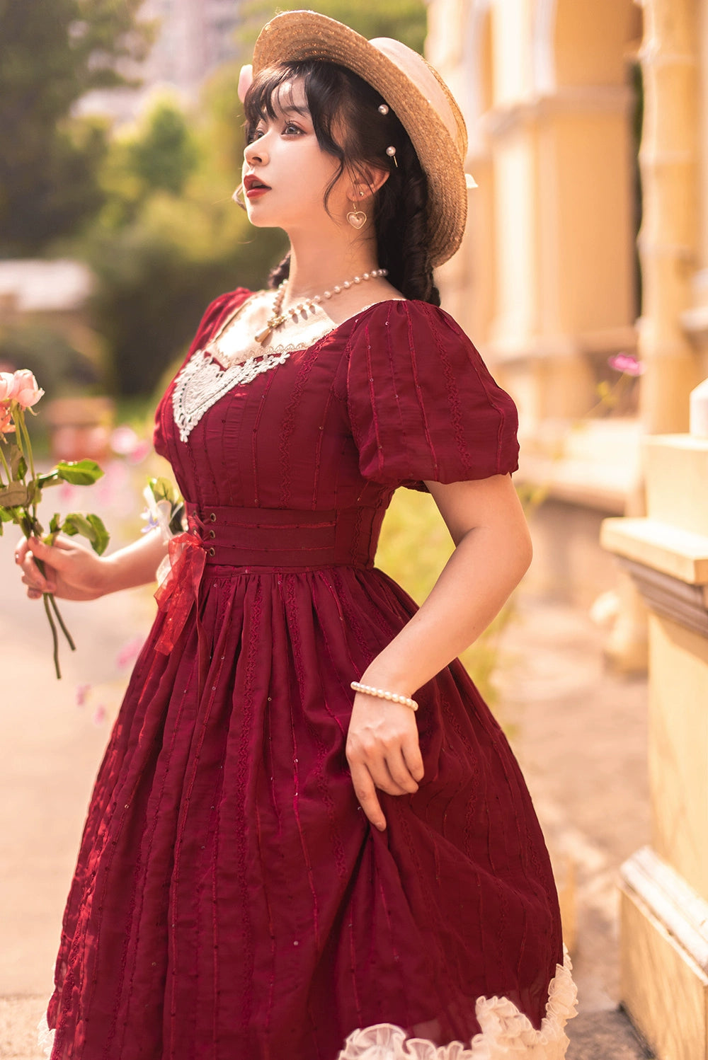 Miss Point~Tulip~Classic Lolita OP Dress Short Sleeve Dress Multicolors   