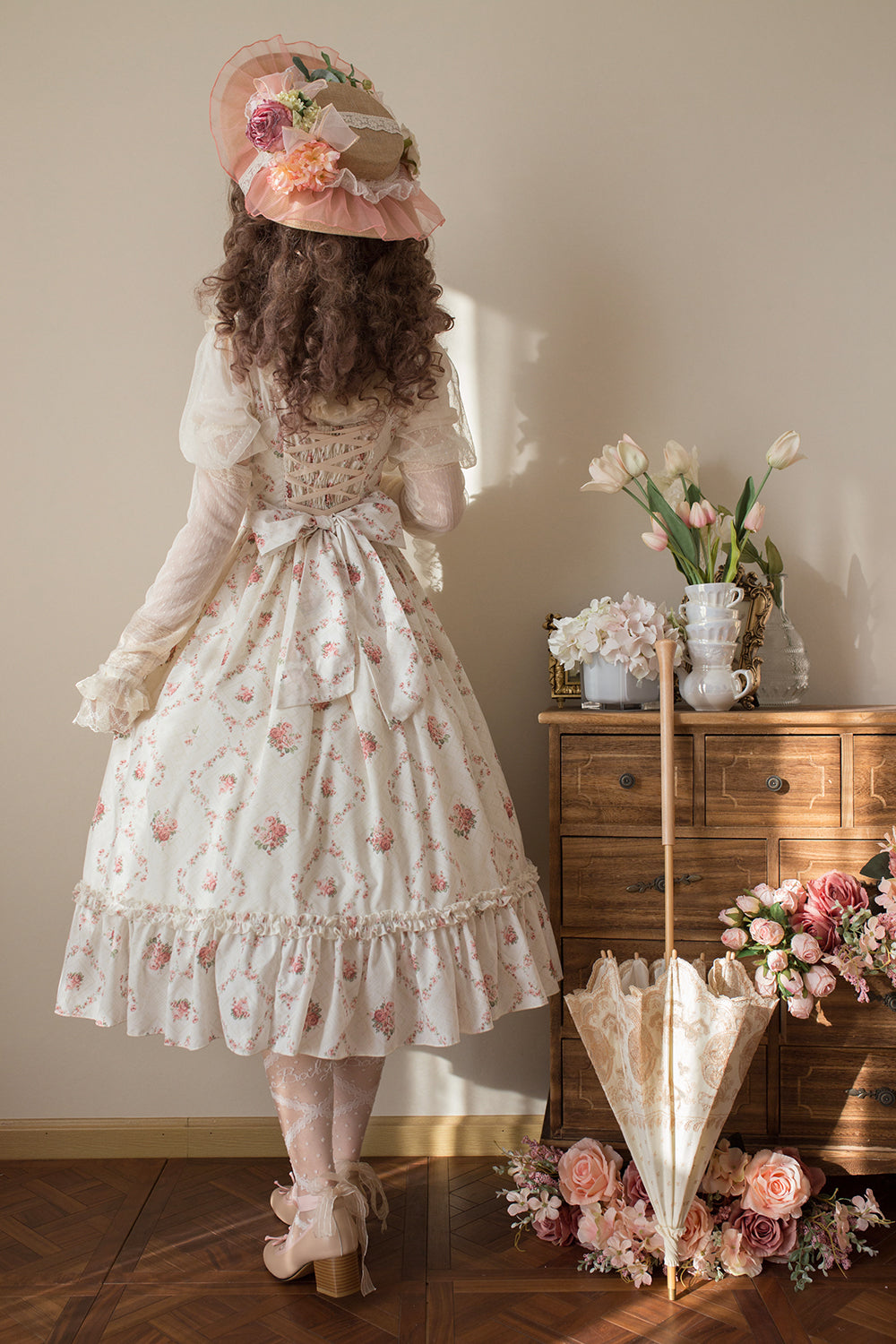 Miss Point~Customized Wood Rose 2.0 Elegant Vintage Jumper Dress 21392:302590