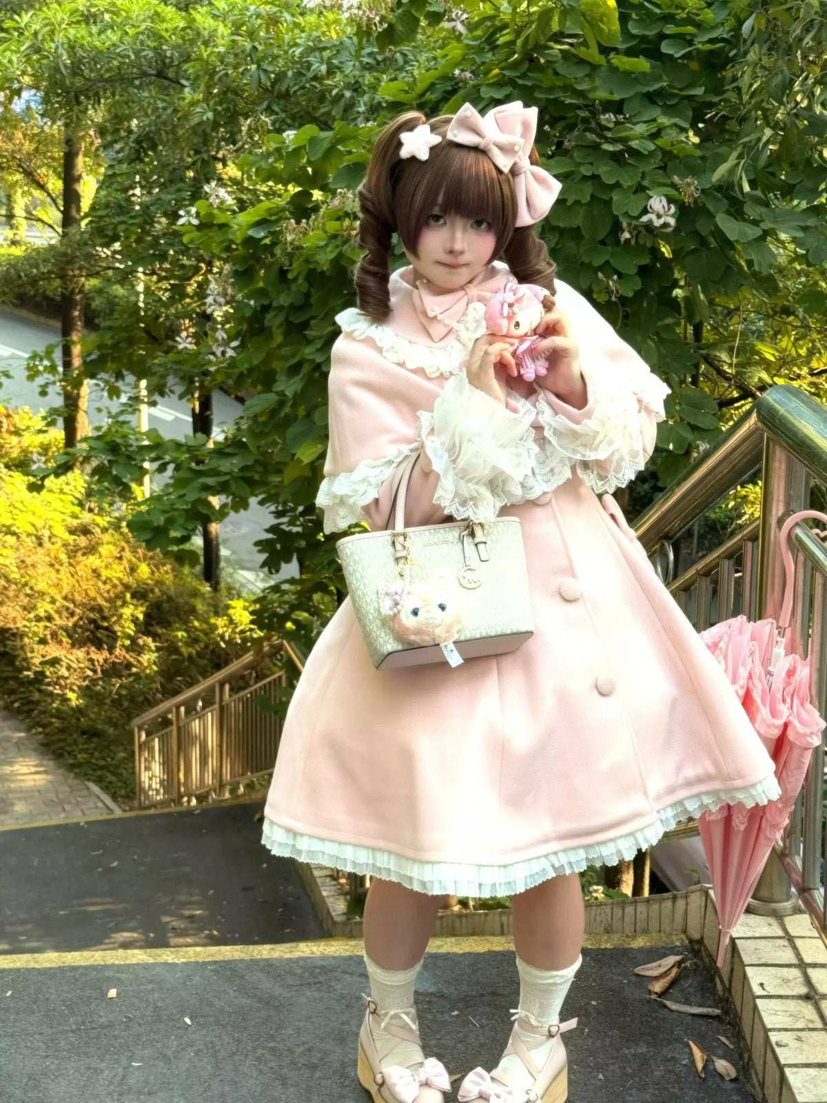 Lace Heart-Knot - Winter Sweet Lolita Lace Cape Coat, A-line Fit