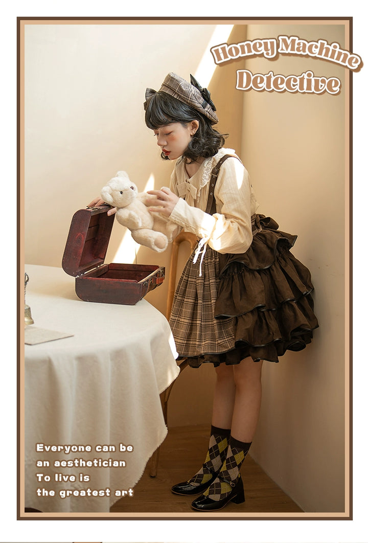 Honey Machine~Vanilla Latte~Retro Lolita Shirt Mutton Sleeve Innerwear   