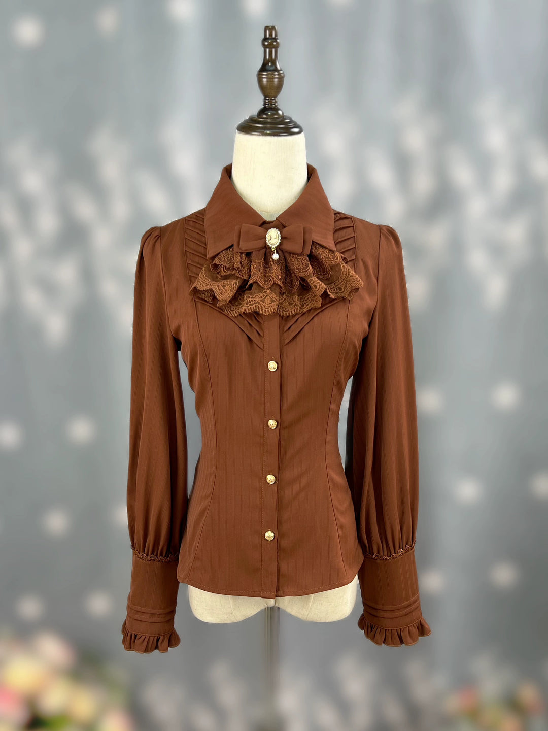 DMFS Lolita~Dreamland of Enchantmen~Classic Lolita Blouse with Jabot Brown blouse only S