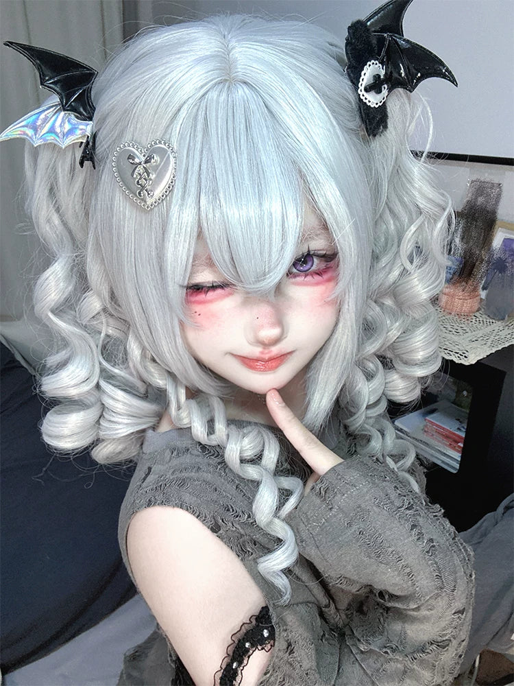 Gothic Lolita Short Wig, Detachable Curl Ponytails 44627:816250
