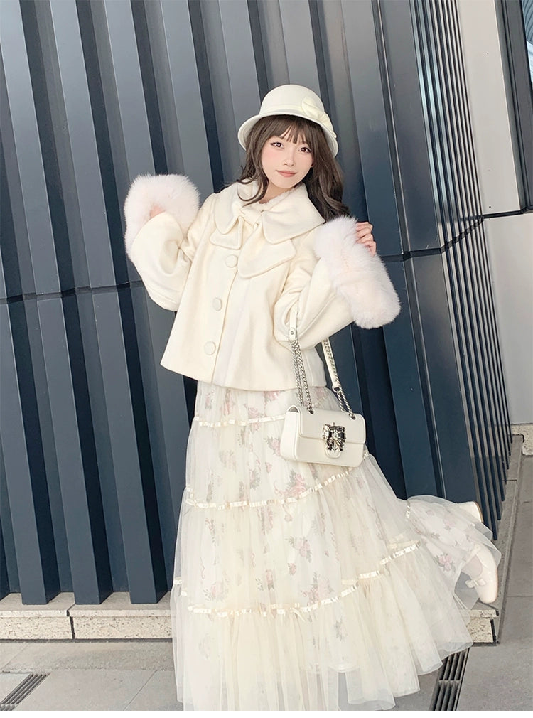 Beleganty~Annie~Retro Lolita Short Coat Woolen Bell Sleeve Outwear   