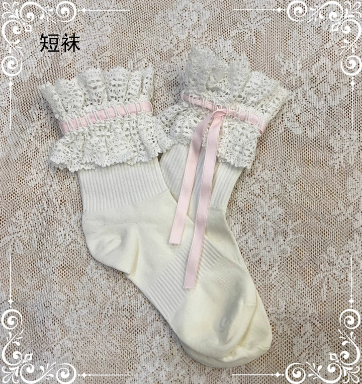 (BFM)Little Bear~Laura's Doll~Sweet Lolita Socks Cotton Short Socks Mid-calf Socks   