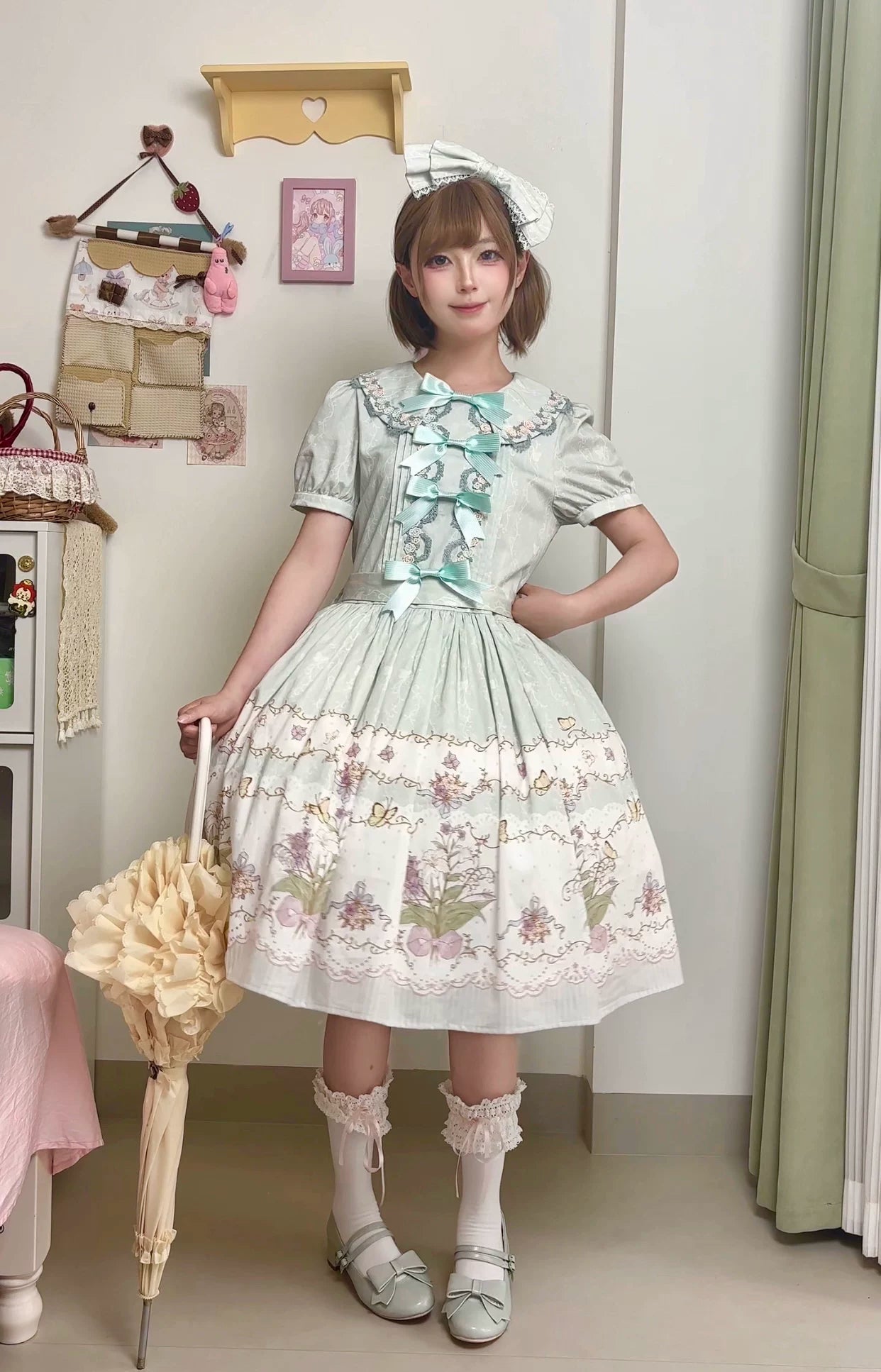 Jenny Flower - Cotton Old School Lolita Floral Printed OP Dress (L M S XL XS / Pre-order) 45608:855899