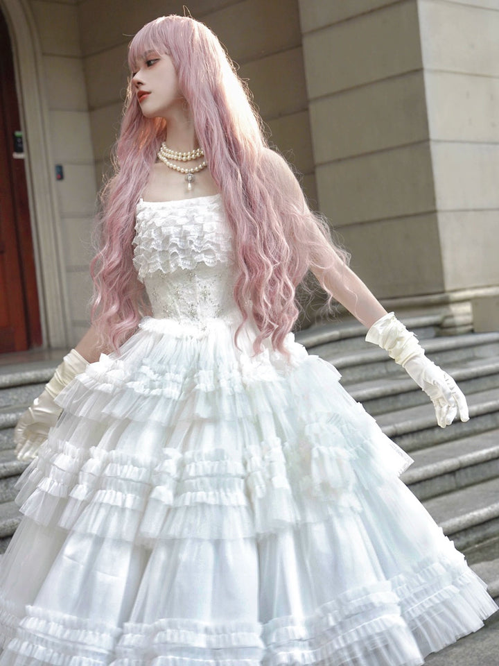 Sara Bell~Hailey~Elegant Lolita JSK Dress with Large Tiered Voile Hem 43090:765156