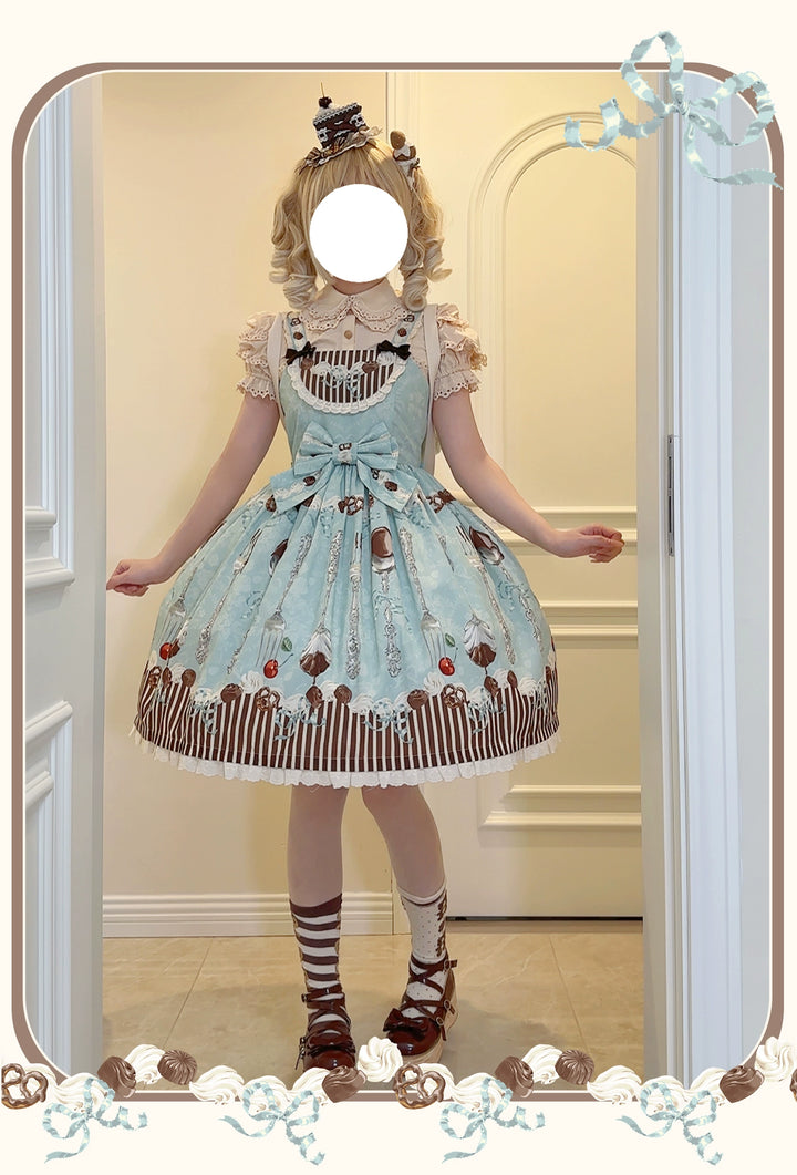 Sweet Dream Sheep~Sweet Dessert~Green Lolita Jumper Dress Lolita Headwear   