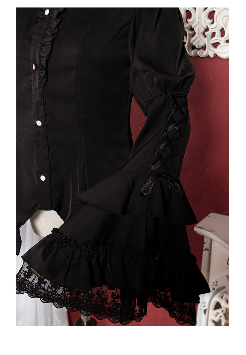 (Buyforme)Ocelot~Gothic Lolita Halloween Bat Black and White Blouse