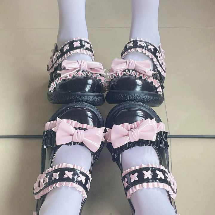 Fairy Godmother~Cute Lolita Shoes Bow Candy-Colored Lolita Flat Shoes   