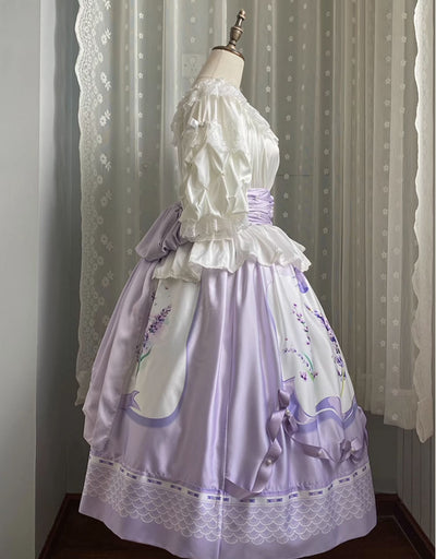(Buyforme)Yolanda~ Lavender Smoke Floral OP Dress SK and Blouse   