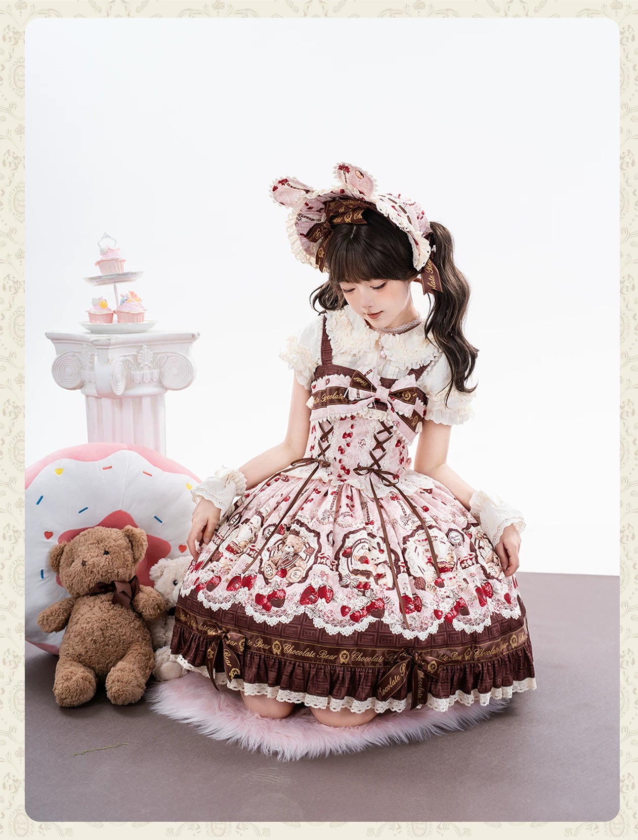 Cookie Treasure Box - Sweet Lolita Dessert Printed JSK Dress with Ribbon Bows 45542:851693
