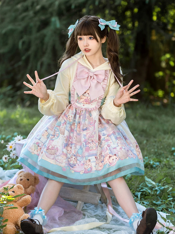 Mewroco~Sweet Lolita Dress Suit Salopette and Hoodied OP Hoodied OP only S