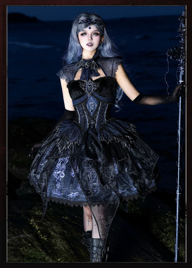 Bone Dragon - Gothic Lolita Corset JSK Dress Set with Embroidery 45654:856832
