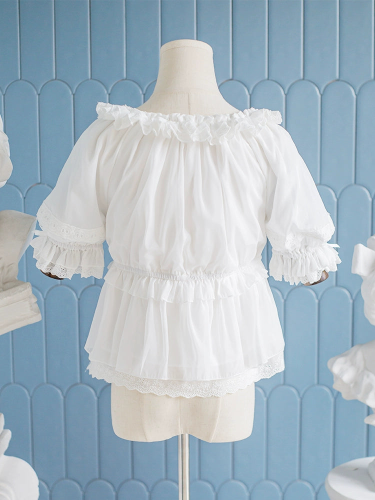 OCELOT - Sweet Lace Lolita Blouse Double-Wear Short Sleeves Shirt
