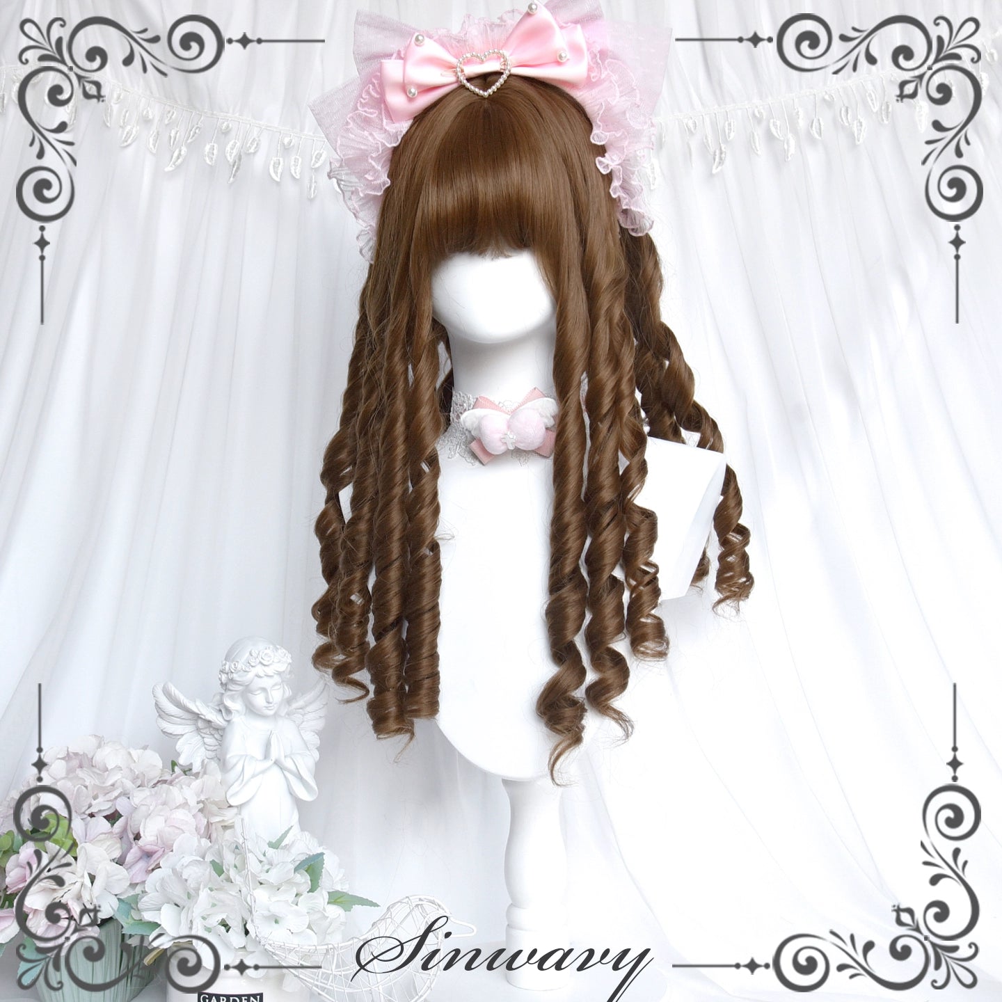 Sinwavy - Doll-like Roman Curl Lolita Wig, Straight Bangs 44137:797019
