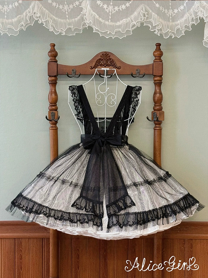 Alice Girl~Elegant Lolita Embroidered Apron with Adjustable Strap 42988:761092
