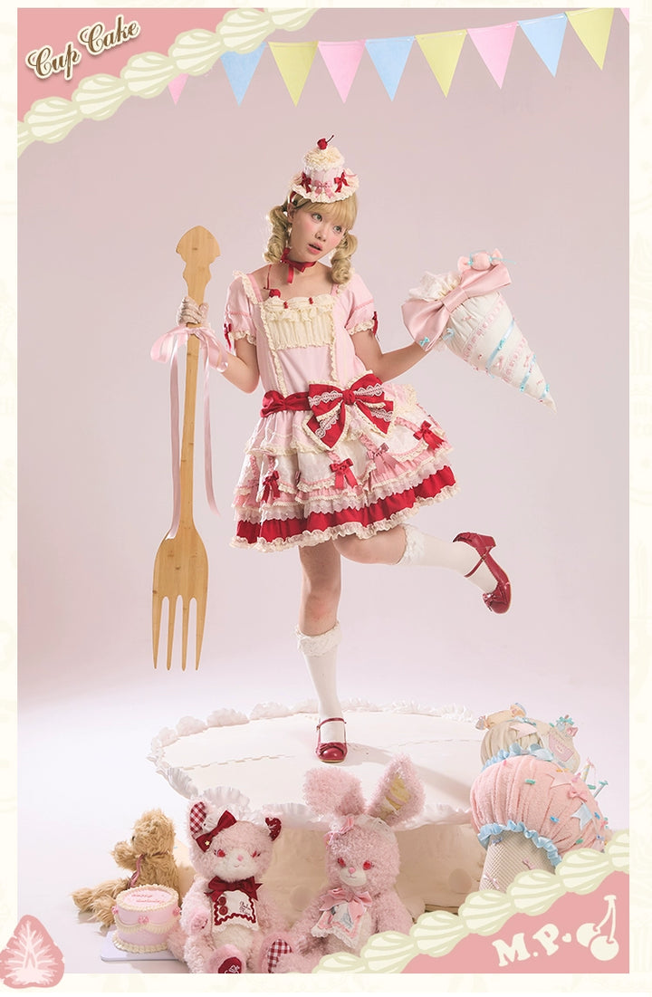 Mademoiselle Pearl~Cup Cake~Sweet Lolita OP Dress Kawaii Lolita JSK SK   