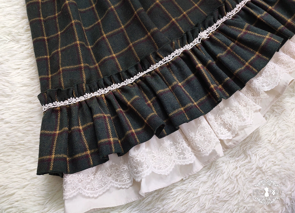(BFM)Miss Point~Rose~Elegant Lolita Fishbone Grid Skirt Customized 32512:385032