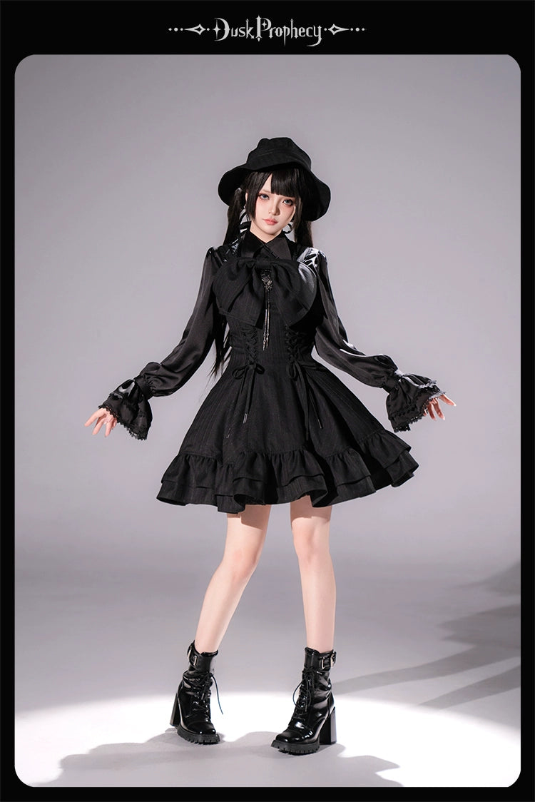 DuskProphecy - Heron - Classic Lolita Striped JSK Dress, Halter Neckline 44313:802941