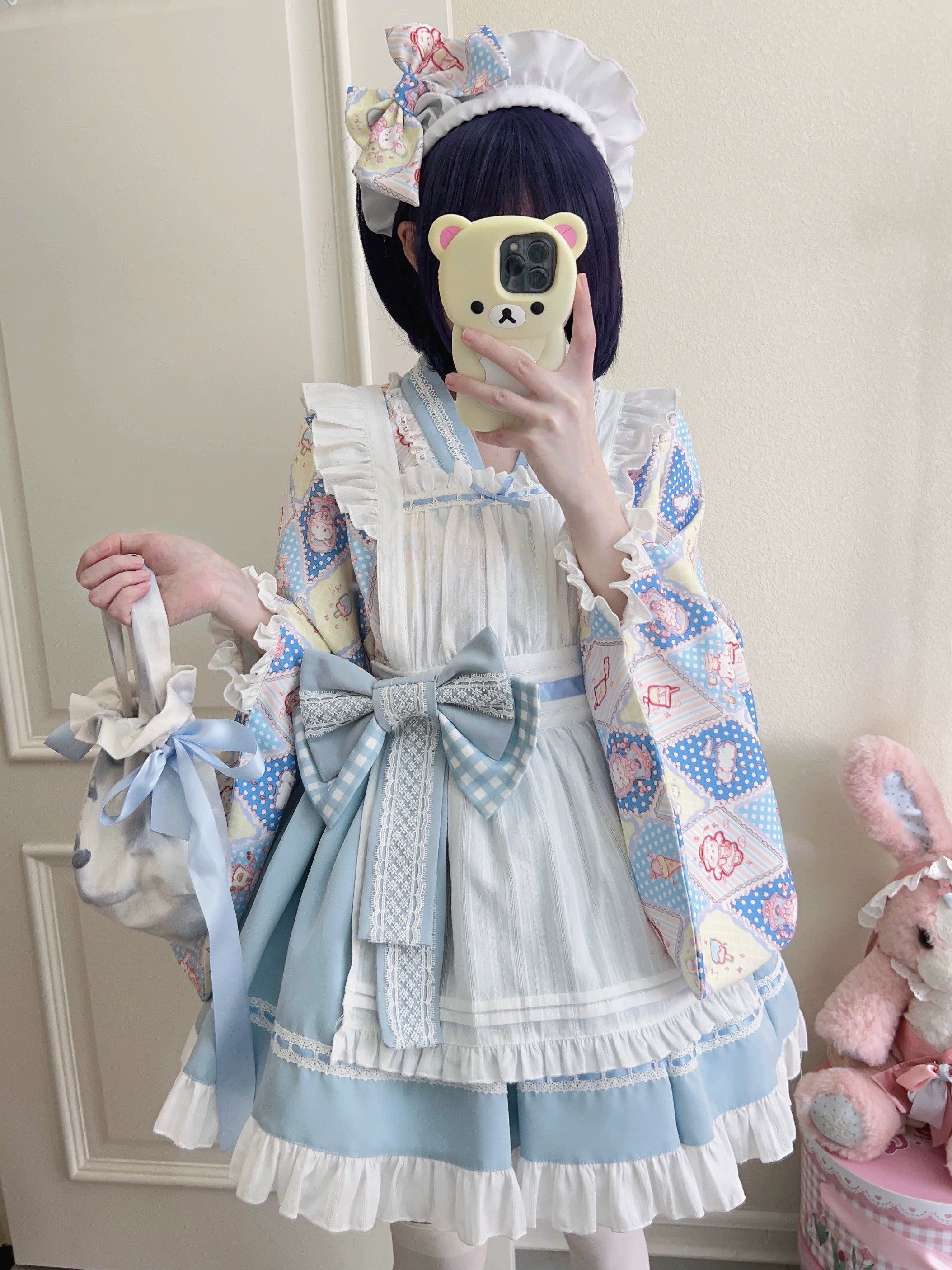 Sugar Girl~Showa Sweetness~Maid Wa Lolita Skirt Set Cute Summer Lolita Bow Apron 35422:520274
