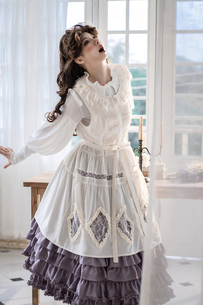 Little Dipper~Daily Lolita Hollowed-out Apron Dress Multicolors   