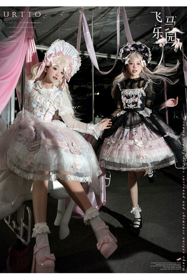 Urtto~Pegasus Park~Sweet Lolita JSK Dress Dual Color Princess Lolita Dress Set