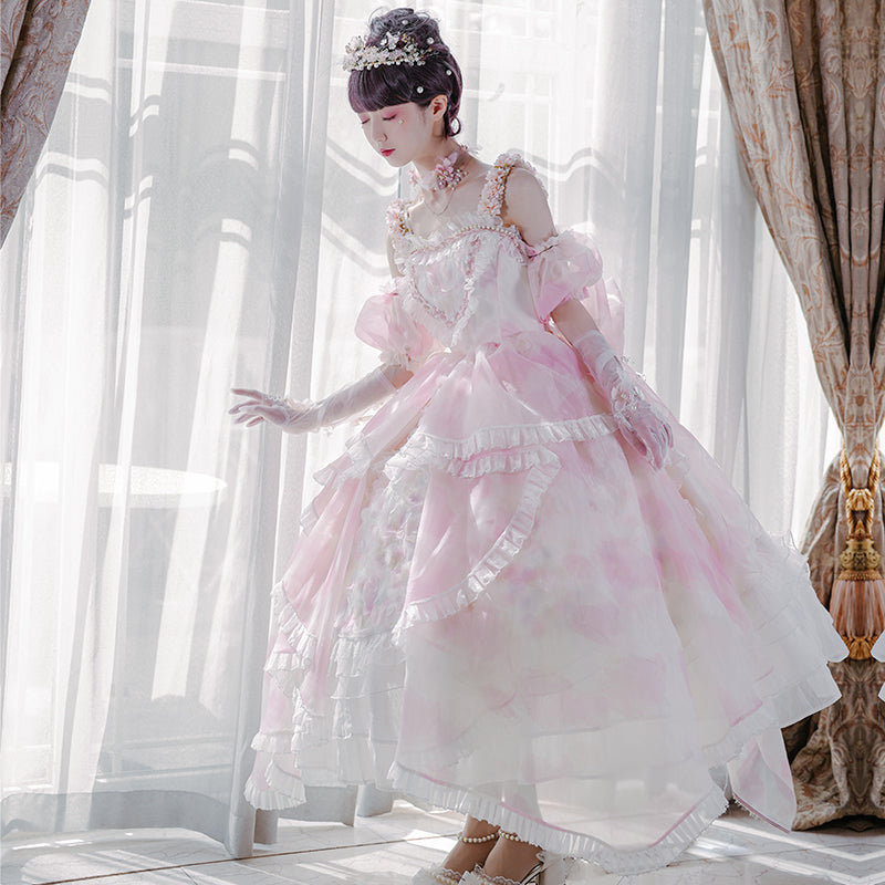 Cat Fairy~The Little Swan of Ballet~Elegant Lolita Flower Bride JSK S pink 