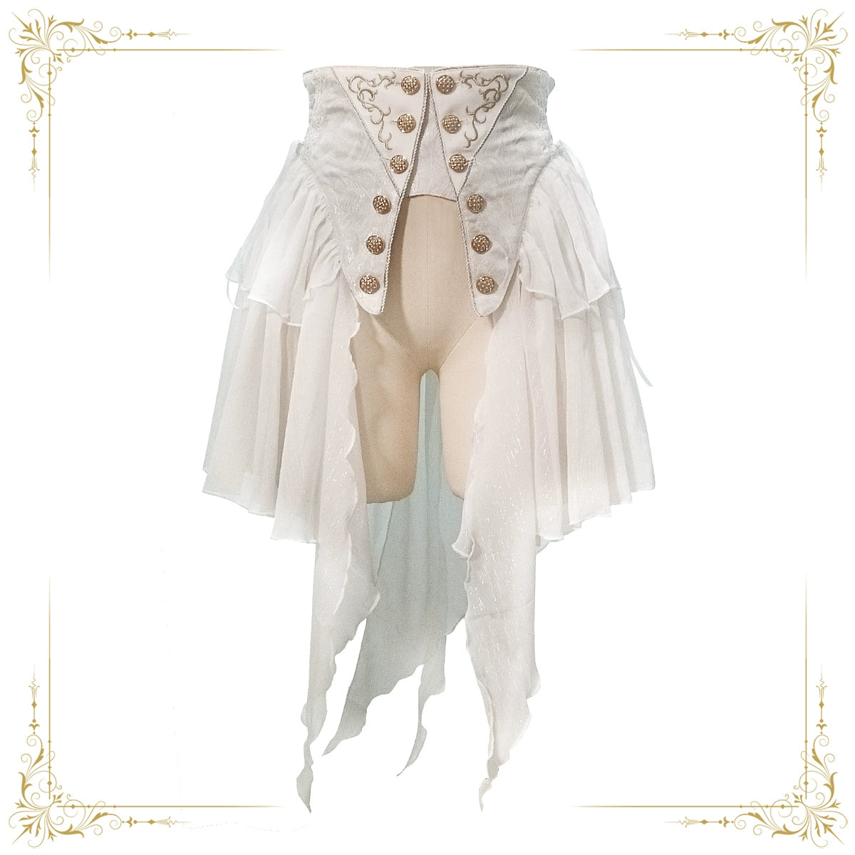 (BFM)Immortal Thorn~Immortal Glass Castle~Ouji Lolita Girdle Prince Style Long Sheer White Corset S white girdle 