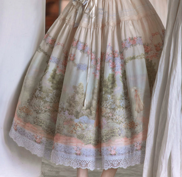 ZUOlanrichen~Romantic Rose~Classic Lolita Dress Set Printed JSK Skirt with Bodice (L M S XL XXL) 42157:729547