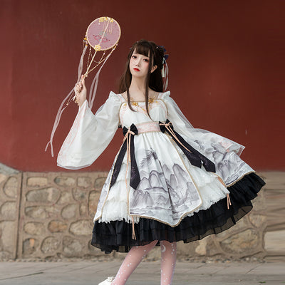 OCELOT~Ling Yin Fu~Long Sleeve Han Lolita OP Dress S black 