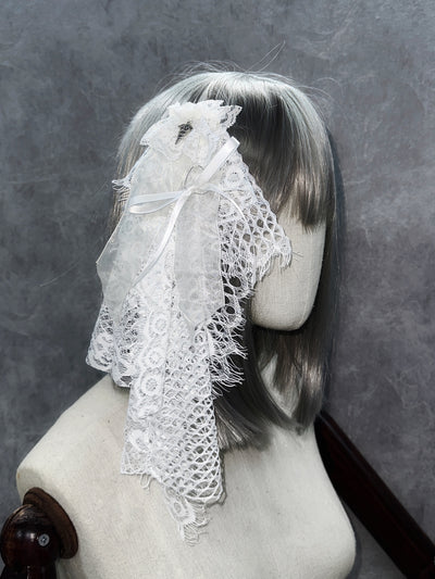 (BFM)MUSEUM~Endless Road Lucifer Gothic Dress in Black and White Color S White hair clip 