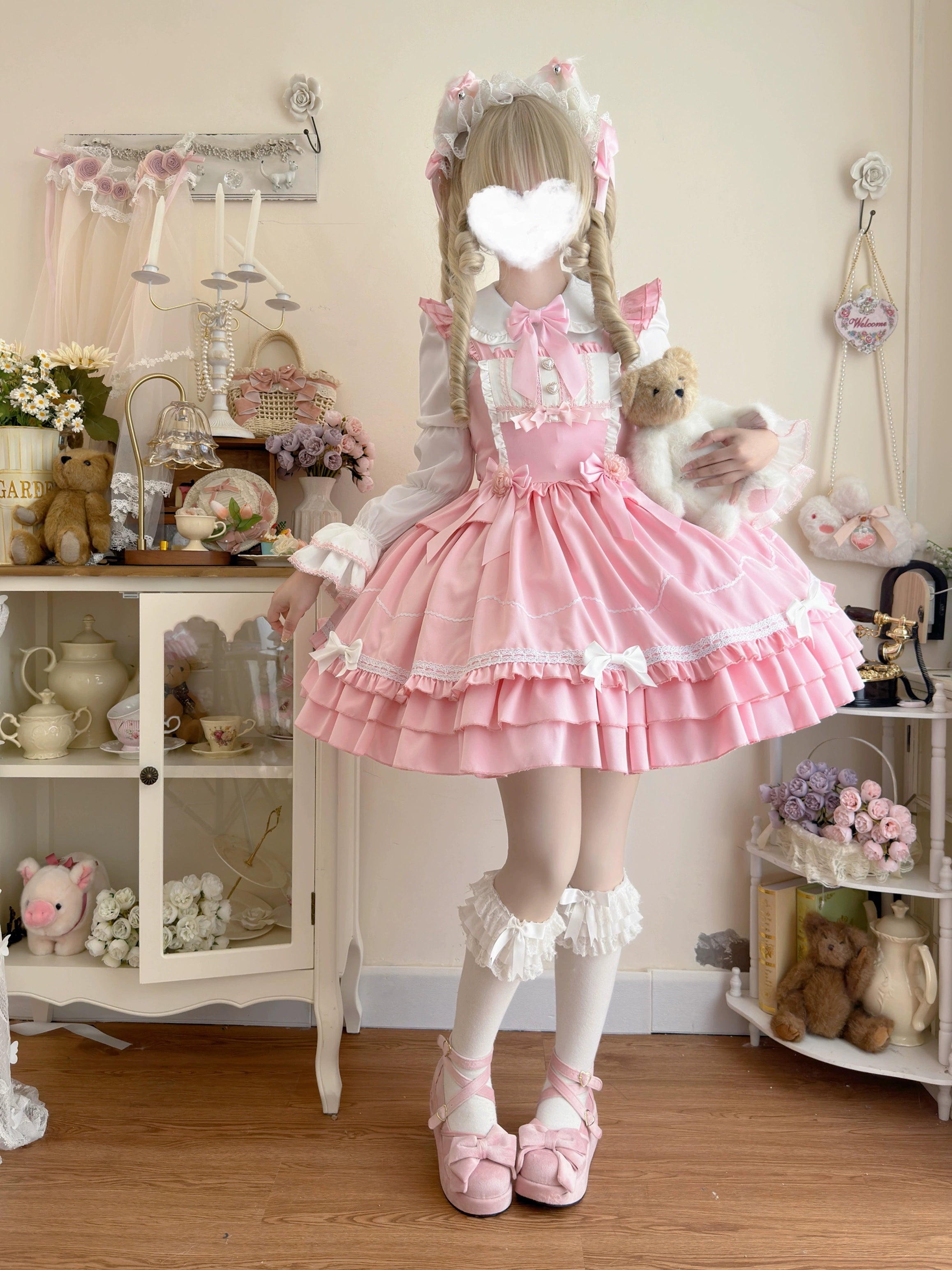 Hanguliang - Paper Shell Cake - Sweet Lolita JSK Dress Summer Dress S Pink JSK Only