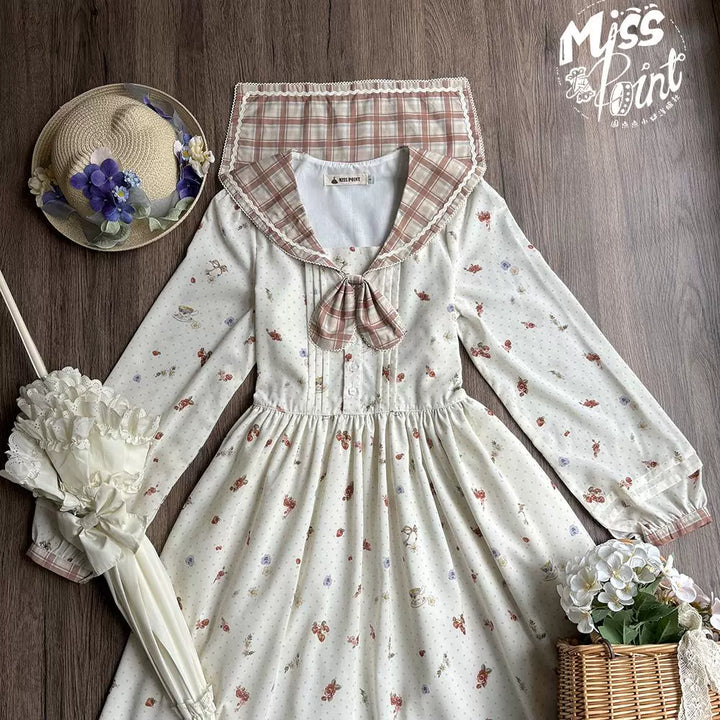 Miss Point~Sweet Lolita OP Cute Lolita Dress With Sailor Collar   