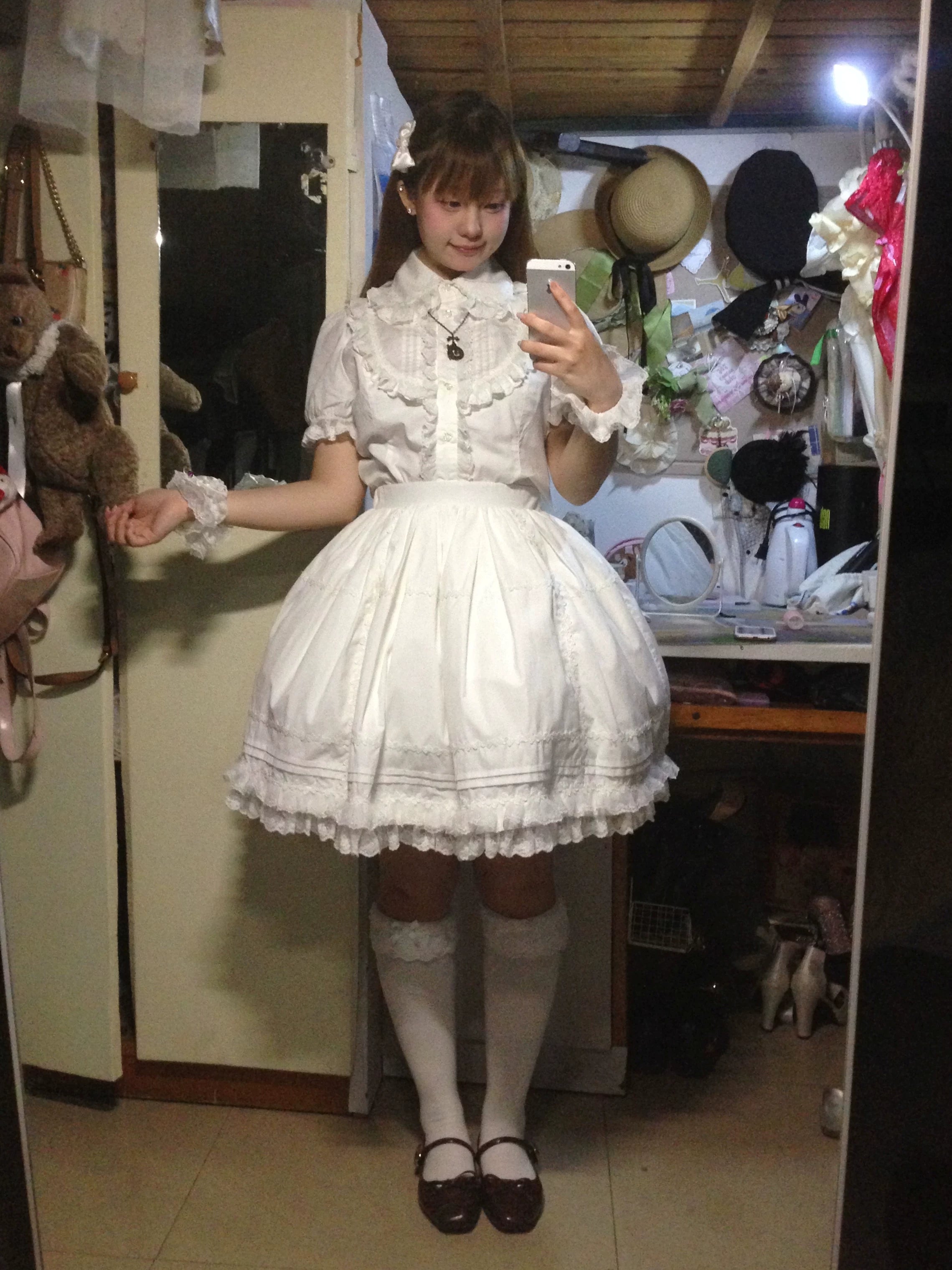 Sugar Heart Rose - Cotton Old School Lolita SK with Ruffled Hem