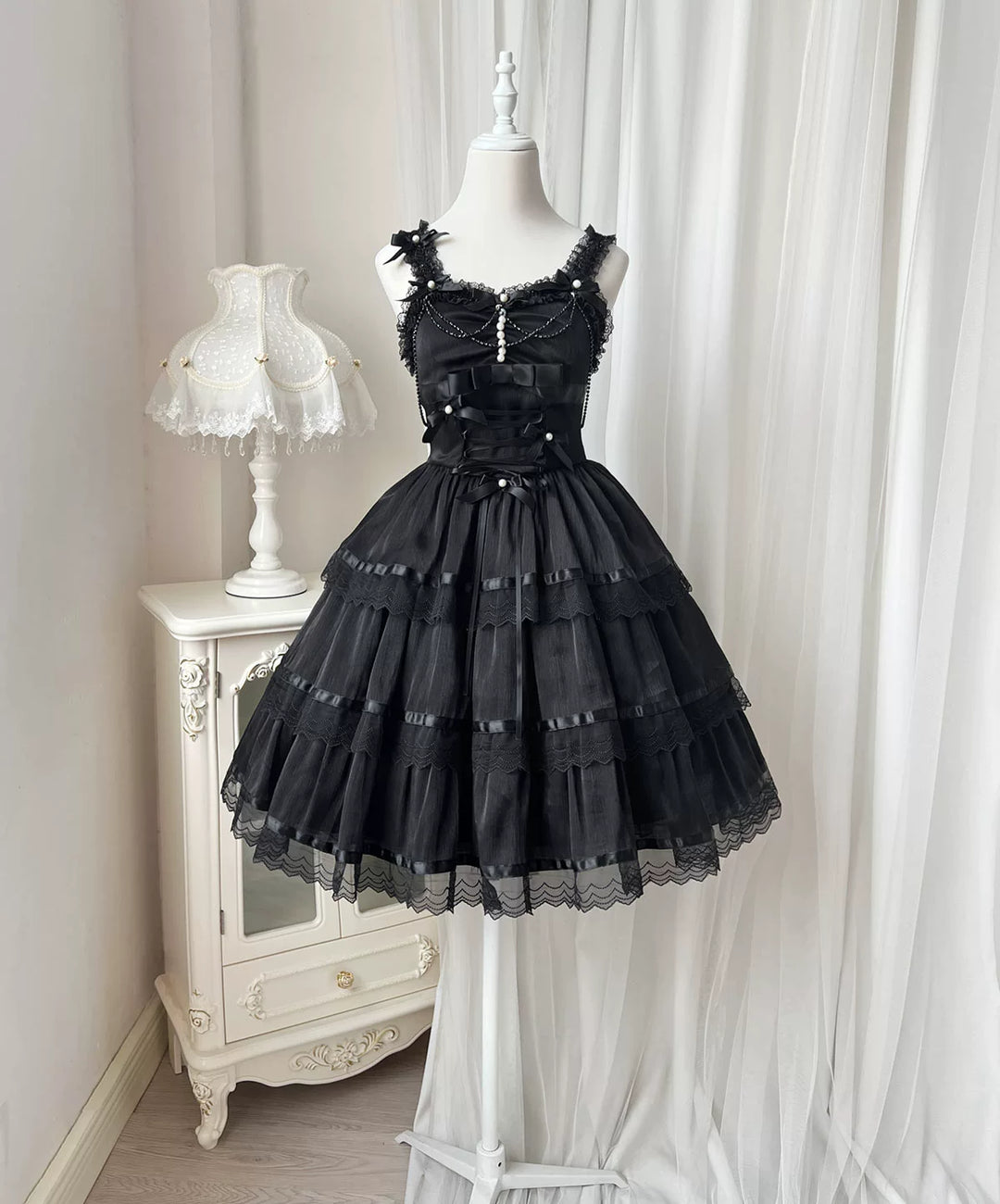 Sweet Date~Gothic Lolita JSK Wedding Dress Black and White Twin Lolita JSK   