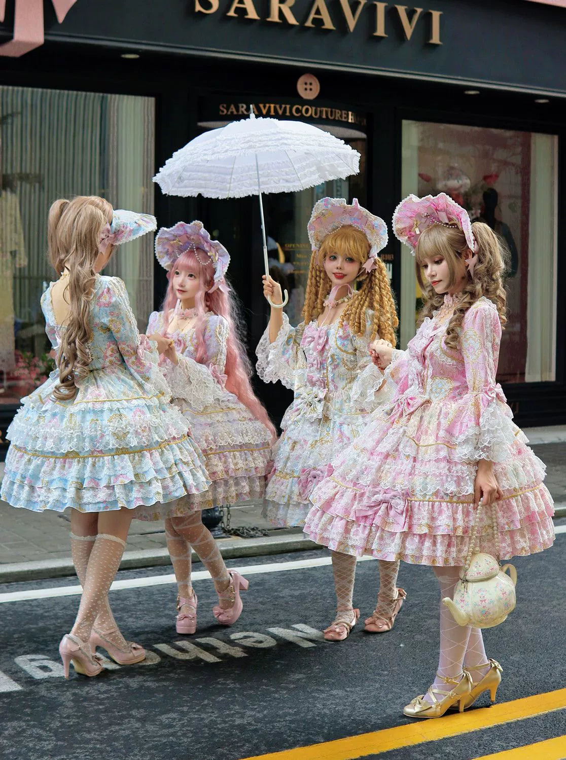 Hanguliang - Candlelight Sonata - Sweet Lolita Long Sleeve OP, Tiered Ruffles 43988:790888