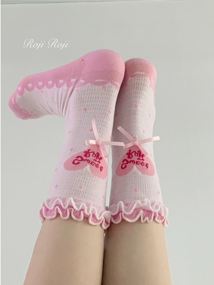 Roji Roji~Sweet Lolita Socks Cute Lolita Short Socks With Polka Dot   