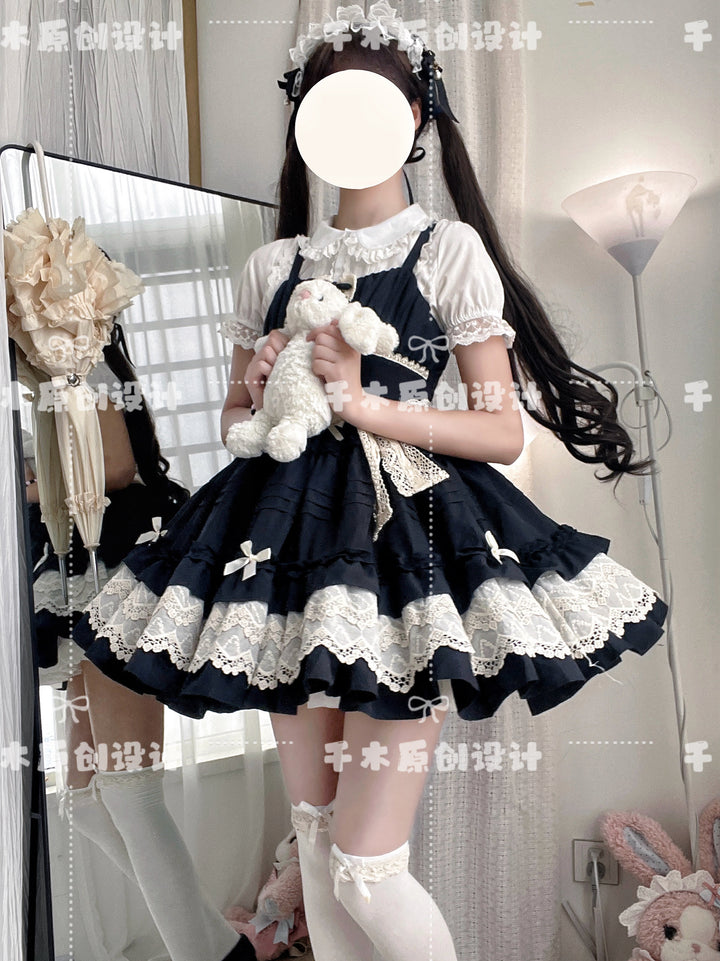 Qianmu~Vivian~Sweet Lolita JSK Doll Lolita Tiered Ruffles Dress 42398:741437