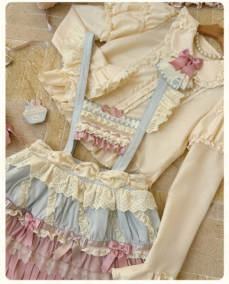 Mademoiselle Pearl~Cup Cake~Sweet Lolita OP Dress Kawaii Lolita JSK SK   