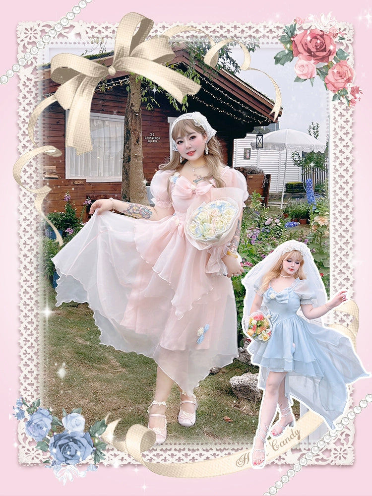 Yingtang~Plus Size Pink Lolita Gorgeous OP Dress Princess Trailing Dress   