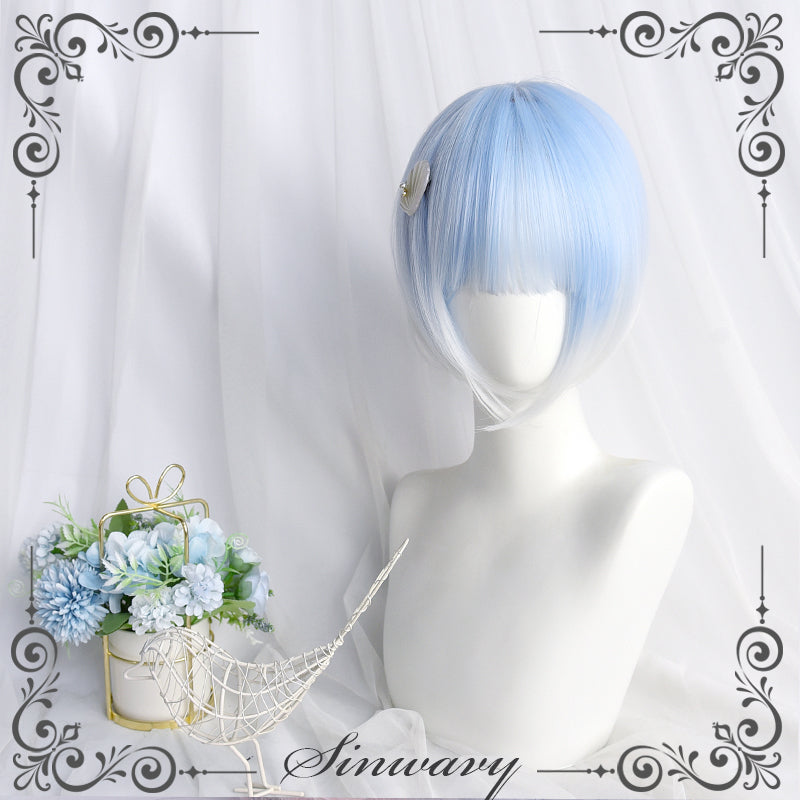 Sinwavy - Pandora's Box - Lolita Short Wig with Cute Double Ponytails blue - short wig
