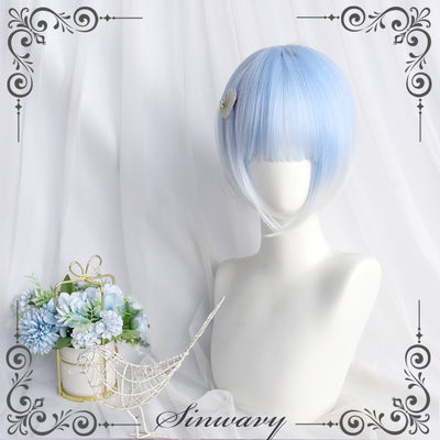 Sinwavy~Pandora's Box~Lolita Short Wig with Cute Double Ponytails blue - short wig  