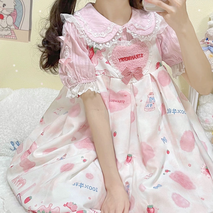 DMFS Lolita~Sweet Lolita Shirt Doll Collar Blouse High-waisted   