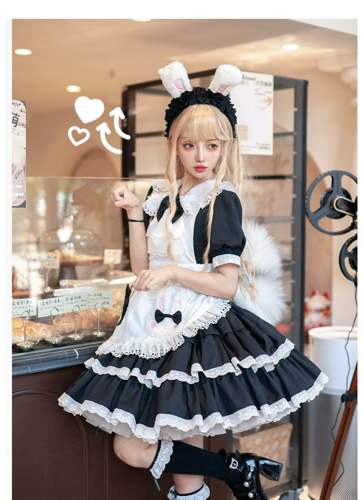 OCELOT~Leopard Bunny~Classic Maid Lolita OP with Apron and KC