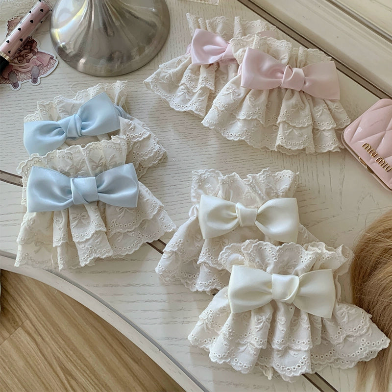 Roji Roji~Kawaii Lolita Lace Cuffs Summer Butterfly Bow Arm Sleeves Three pairs cuffs in a set  