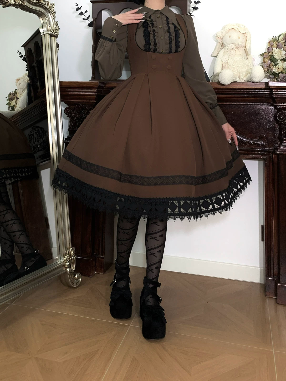 Serenade - Bust-Supporting Elegant Lolita JSK Dress, Three Length Styles 44419:807388